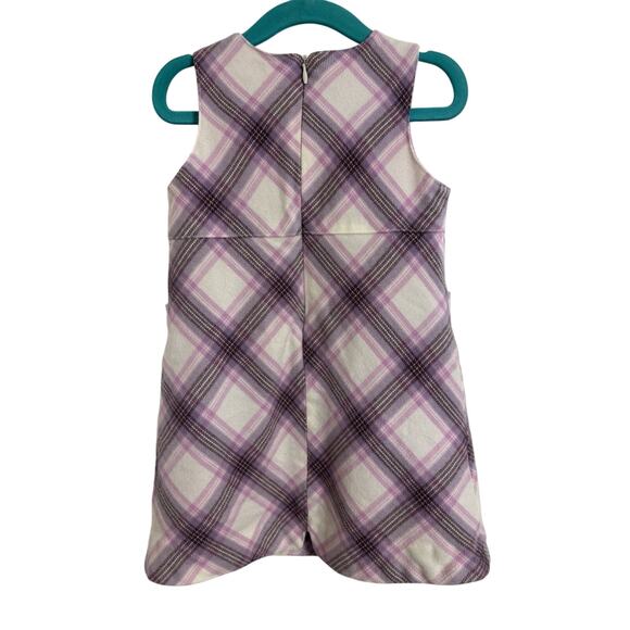 VTG Y2K Toddler Purple Flannel Plaid Jumper Dress Size 2T Pockets Old Navy - Picture 2 of 9